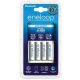 Cargador Eneloop + 4 Pilas AA