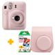 Pack Instax mini 12 Blossom Pink + funda + carga 20 fotos